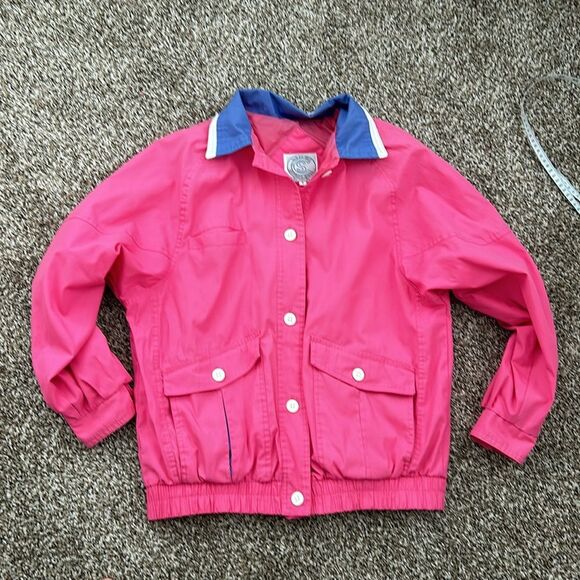 Vintage 80s Be in the Current Seen Hot Pink Lightweight Preppy Jacket Small - Picture 6 of 15